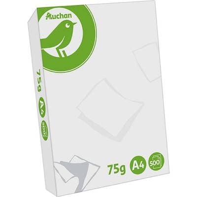 Auchan Ramette de papier blanc 21x19,4cm A4 75g, 500 feuilles