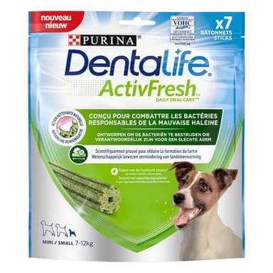Purina - Dentalife Bâtonnets à mâcher Active Fresh Hygiène Bucco Dentaire - Récompense friandise pour petit et moyen chien x7, 115g
