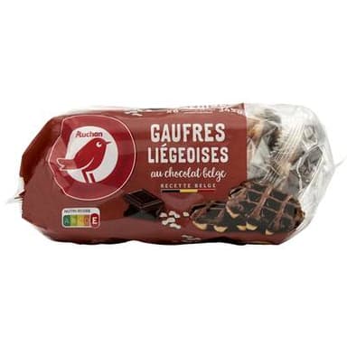 Auchan Gaufres liégeoises nappées au chocolat belge x6, 345g
