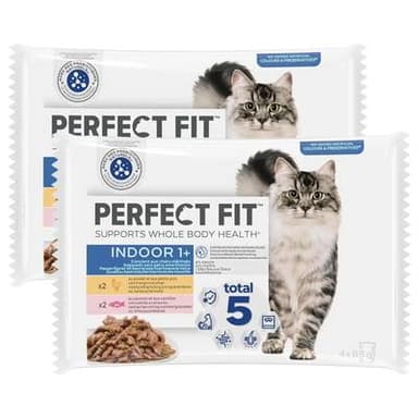 Perfect Fit Sachets en sauce Poulet et Saumon pour chat d'intérieur adulte stériilisé, Lot de 2  4x85g