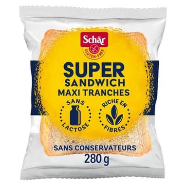 Schär Pain de Mie en tranches Super Sandwich Sans Gluten, 280g