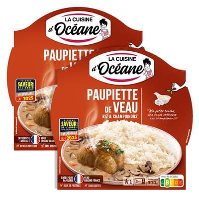 La Cuisine d'Océane Paupiette de veau aux champignons - Riz, Lot de 2x300g