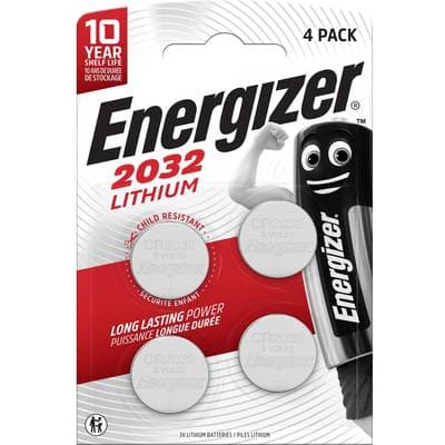 Energizer 4 piles bouton lithium CR2032, 4  piles