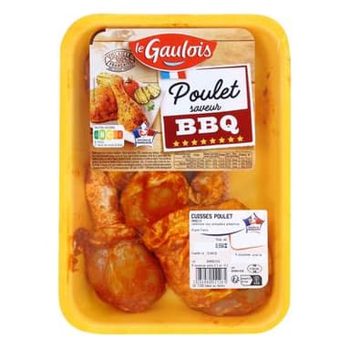 Le Gaulois Découpes cuisse de poulet saveur barbecue, 4 pièces - 550g