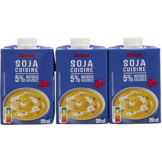 Auchan Préparation culinaire à base de soja 5%mg UHT, 3x20cl