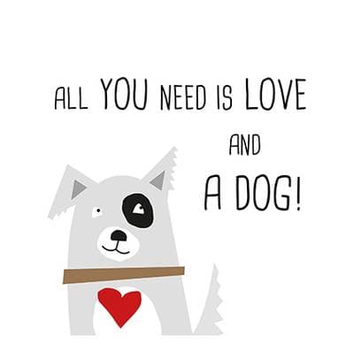 Paperproducts Design Serviettes en papier Love and Dog, 20 serviettes de 33 x 33 cm