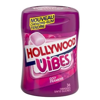 Hollywood Chewing Gum Vibes goût Framboise en boite, 36 dragées