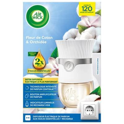 Air Wick Désodorisant Diffuseur Électrique Fleur de Coton et Orchidée, 1 kit