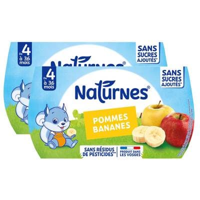Naturnes® Pomme banane Bol Bébé Dès 4 mois, Lot de 2 - 4x130g