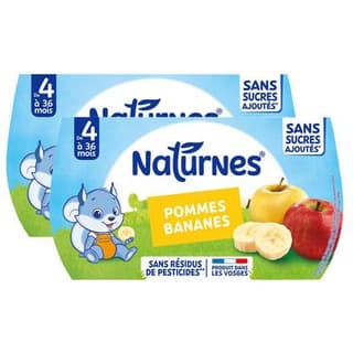 Naturnes® Pomme banane Bol Bébé Dès 4 mois, Lot de 2 - 4x130g