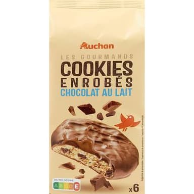 Auchan Cookies enrobés de chocolat au lait x6, 180g