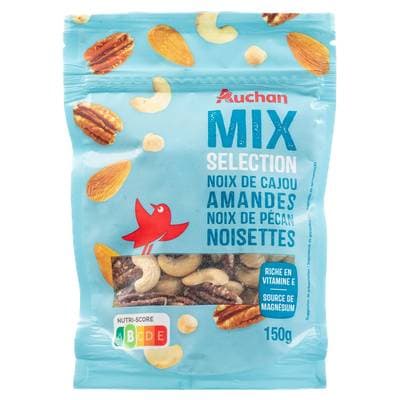 Auchan Mélange Noix de Cajou, Amandes, Noix de Pécan, Noisettes, 150g
