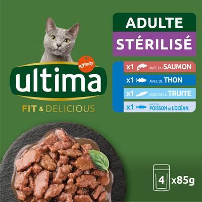 Affinity - Ultima - Sachets Fit and Delicious Sélection aux Poissons 4 variétés pour chat adulte stérilisé