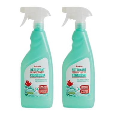 Auchan Spray nettoyant désinfectant multi-surfaces à l'eucalyptus, Lot de 2x750ml