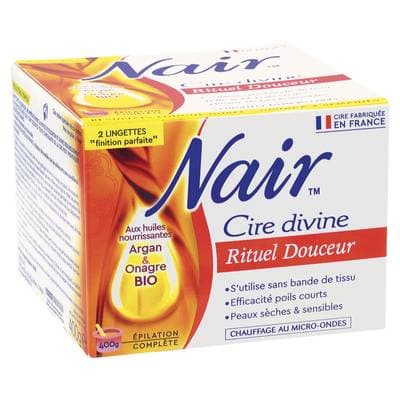 Nair Cire Divine Rituel Douceur huiles nourrissantes BIO Argan et Onagre, 400g