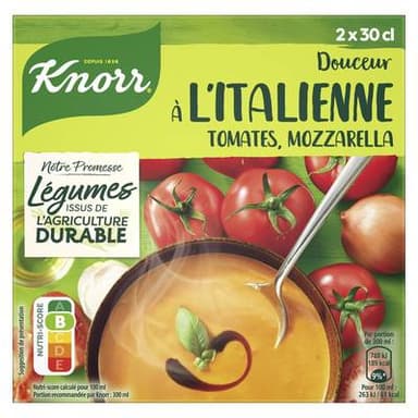 Knorr & La Potagère Soupe Douceur Italienne- Tomates Mozzarella, 2x30cl
