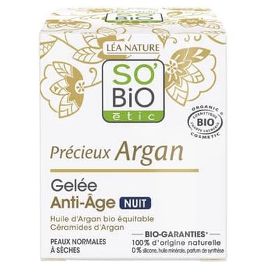 SO'BiO étic Gelée de nuit anti-âge à l'huile d'argan Bio, 40ml