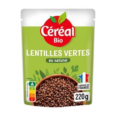 Céréal Bio Lentilles vertes nature bio en sachet micro-ondable, 220g