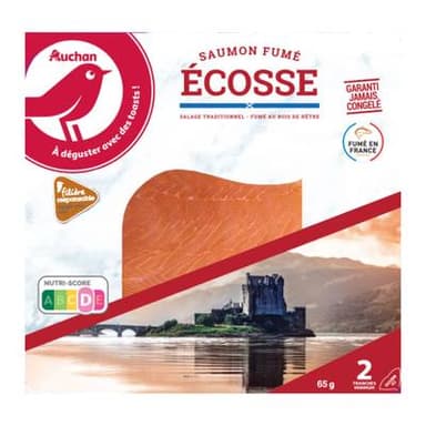 Auchan Saumon Fumé d'ecosse, 2 tranches - 65g