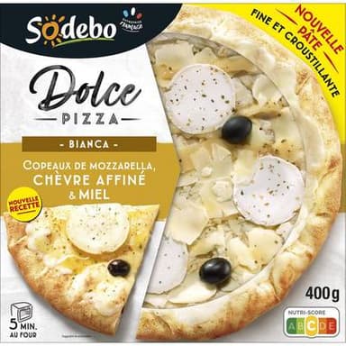 Sodebo Dolce Pizza Bianca Mozzarella, Chèvre et Miel, 400g