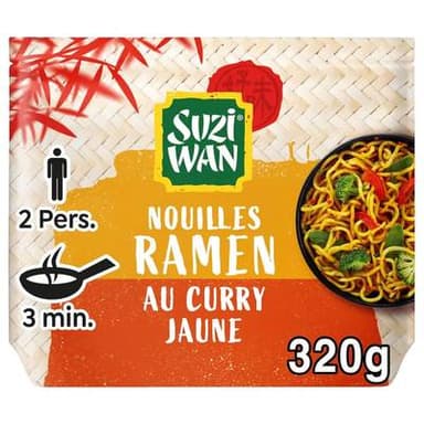 Suzi Wan Nouilles précuites wok ramen curry jaune en sachet, 320g