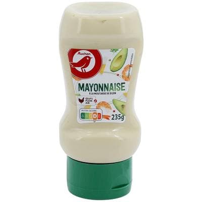 Auchan Mayonnaise à la moutarde de Dijon et aux oeufs plein air en flacon souple, 235g