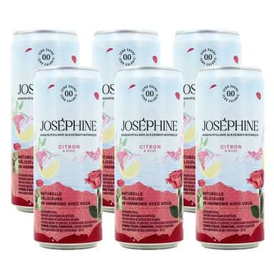 Josephine Eau pétillante aux extraits botaniques de citron et rose, Lot de 6x33cl