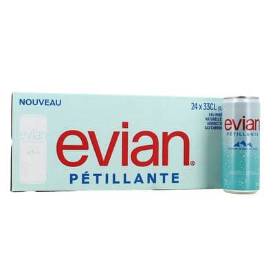 Evian Eau minérale naturelle pétillante, 24x33cl