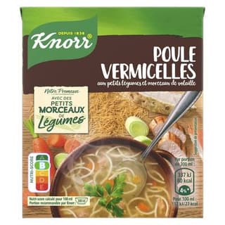 Knorr & La Potagère Soupe Poule Vermicelles aux petits légumes et morceaux de volaille, 30cl