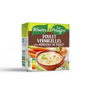 Knorr & La Potagère Soupe Poule Vermicelles aux petits légumes et morceaux de volaille, 30cl