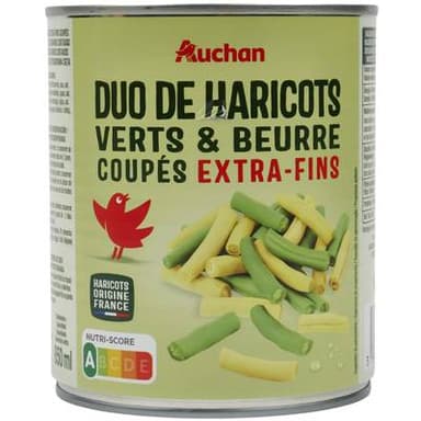 Auchan Duo haricots verts et beurre origine France, 455g