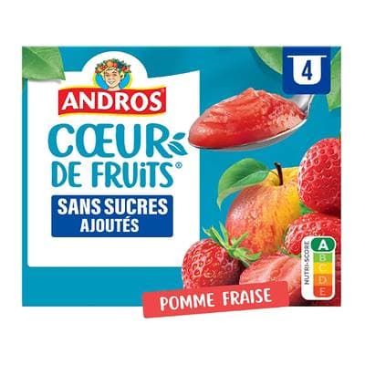 Andros Pomme fraise sans sucres ajoutés, 4x97g