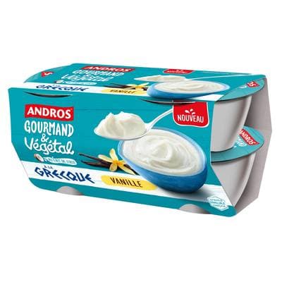 Andros Gourmand et Végétal Dessert à la Grecque Végétal Vanille, 4x115g