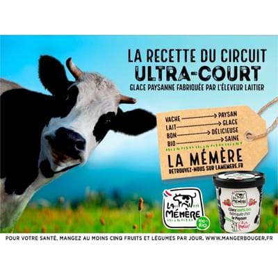 3770015307162 - La Mémère - Glace au chocolat blanc et coulis de fruits rouges Bio- 100% fabriquée chez le paysan 500ml