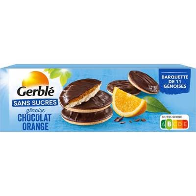 Gerblé Sans Sucres Génoise chocolat orange sans sucres, 140g