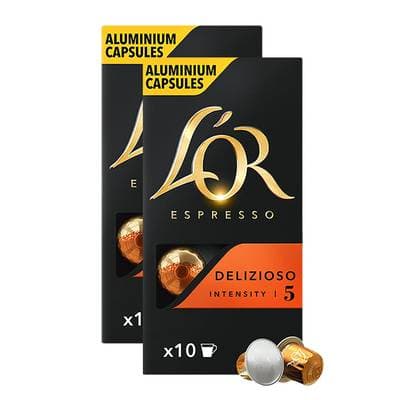 L'or Espresso Café Delizioso intensité 5, Lot de 2x10 capsules