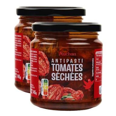 Auchan Tomates séchées à l'huile de tournesol en bocal, Lot de 2x285g
