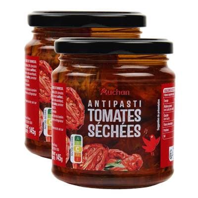 Auchan Tomates séchées à l'huile de tournesol en bocal, Lot de 2x285g