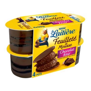 La laitière Feuilleté de mousse chocolat noir, 4x57g
