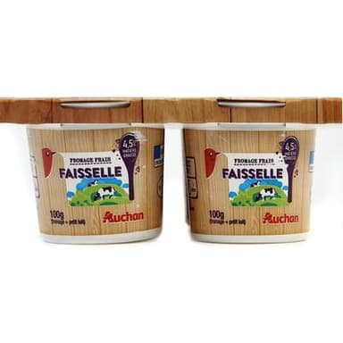 Auchan Fromage Frais Faisselle 4.5%mg, 4x100g
