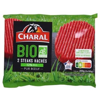 Charal Steaks Hachés Bio 12%MG, 2x100g