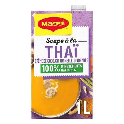 Maggi Soupe à la Thaï Coco Citronnelle Gingembre Soupe liquide en brique familiale, 1L