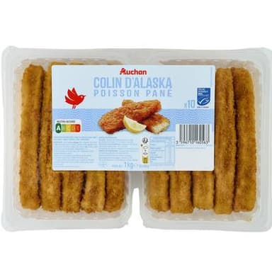 Auchan Panés de colin d'Alaska MSC, 10 pièces - 1 kg