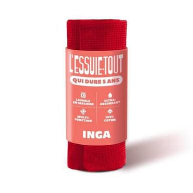 Inga Essuie-tout lavable multifonction rouge, 5 feuilles d'essuie tout