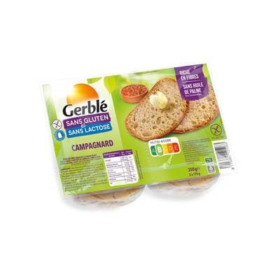 Gerblé Sans Gluten Sans Lactose Pain campagnard tranché sans gluten et sans lactose, 2x175g