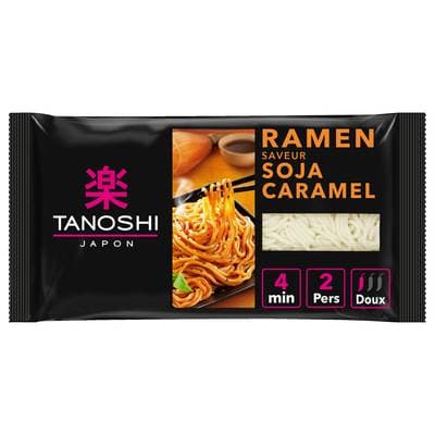 Tanoshi - Japon Ramen Saveur Soja Caramel Nouilles Japonaises Précuites, 360g