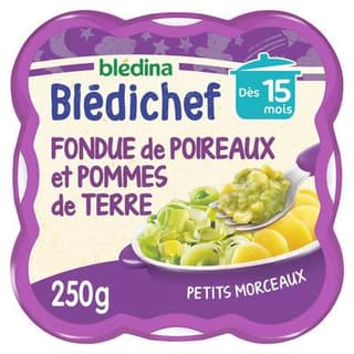 Blédina - Blédi'chef Fondue de Poireaux et Pomme de Terre Assiette Bébé Dès 15 mois, 250g