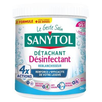 Sanytol Poudre Détachante Désinfectante Blanchissante 4 ACTIONS, 450g