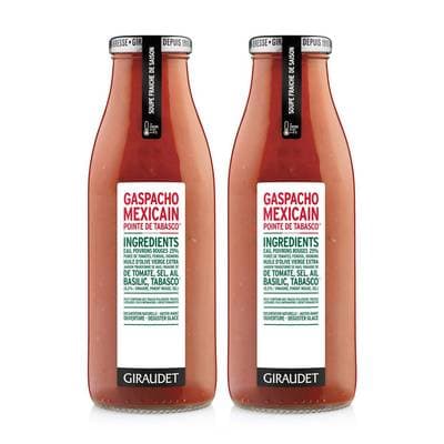 Giraudet Gaspacho Mexicain pointe de Tabasco, Lot de 2x50cl