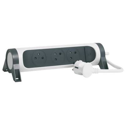 Legrand Rallonge multiprise rotative 3 prises - blanc et gris foncé, 1,5  m